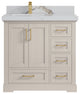 Boston 36" Left Offset Bath Vanity in Fine Grain 2" Calacatta Gold