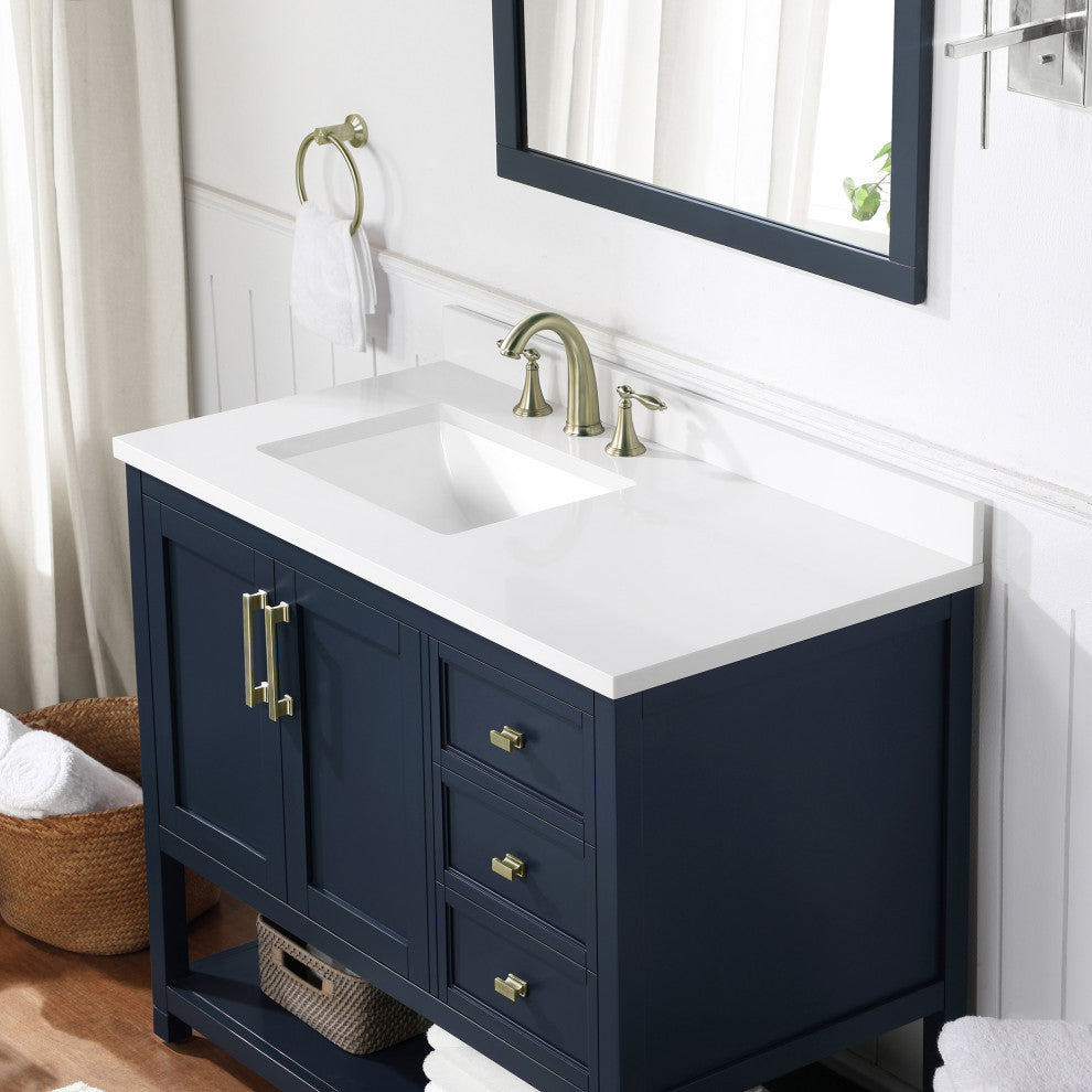 OVE Decors Stanley 42" Vanity, Midnight Blue With Power Bar