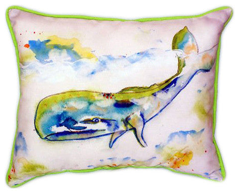 Pair of Betsy Drake Whale Large Indoor/Outdoor Pillows 16x20
