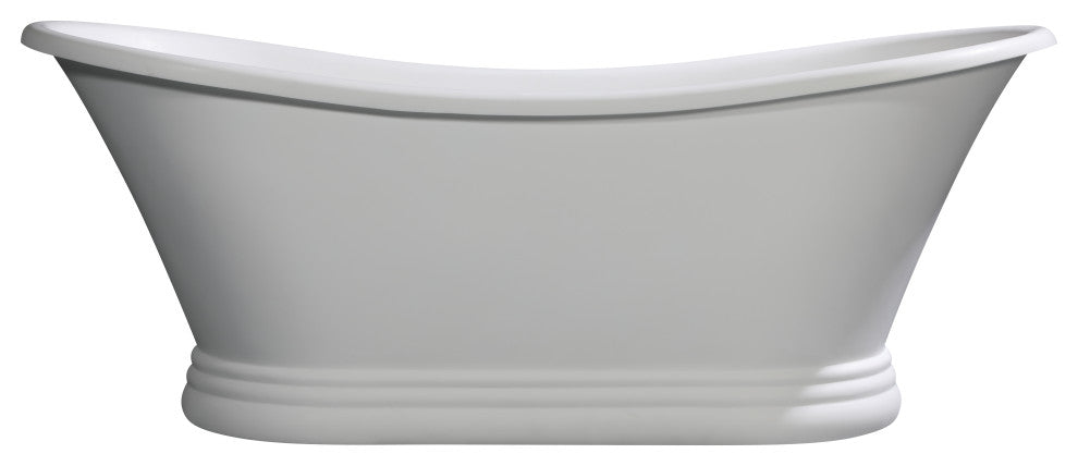 67" White Matte Pedestal Solid Surface Resin Bathtub