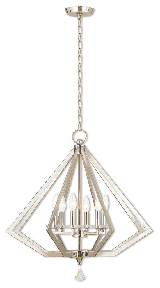 Diamond 6-Light Chandelier, Polished Nickel