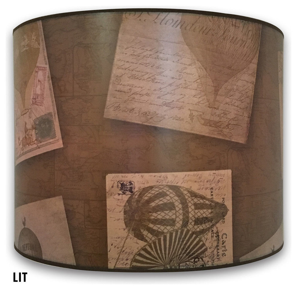 Vintage Letters Hard Back Lampshade, Vintage Letters, 10"x10"x8"