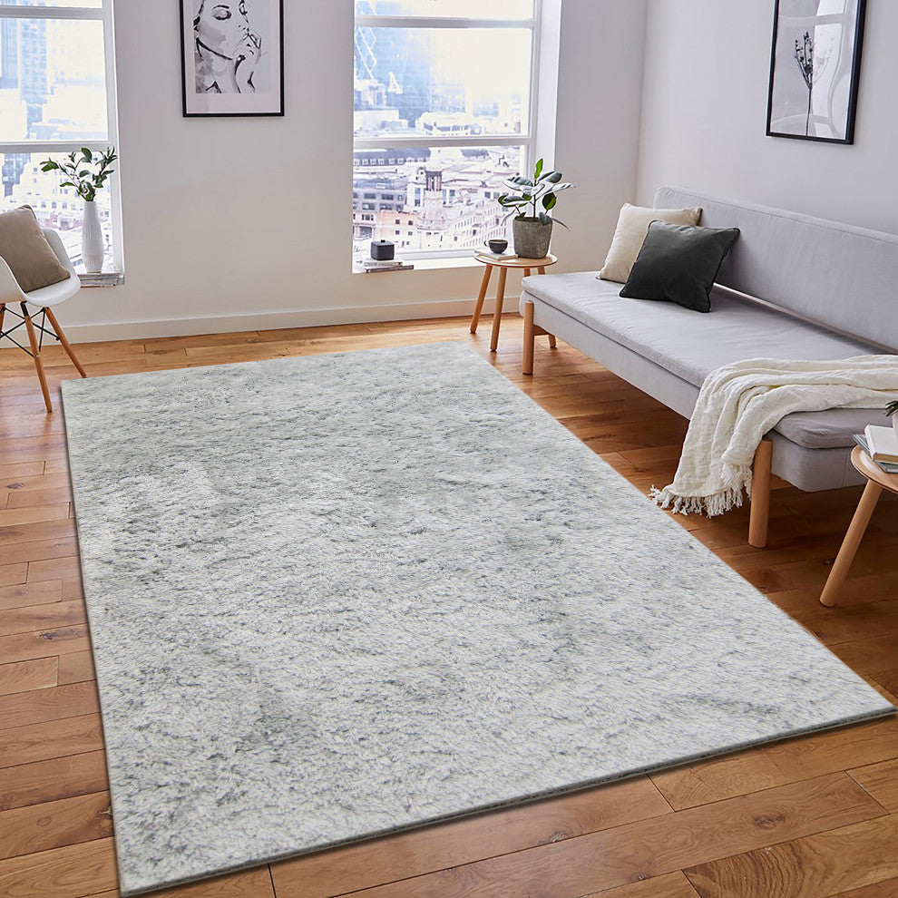 Odyssey Area Rug, Silver, 9? x 13?, Solid