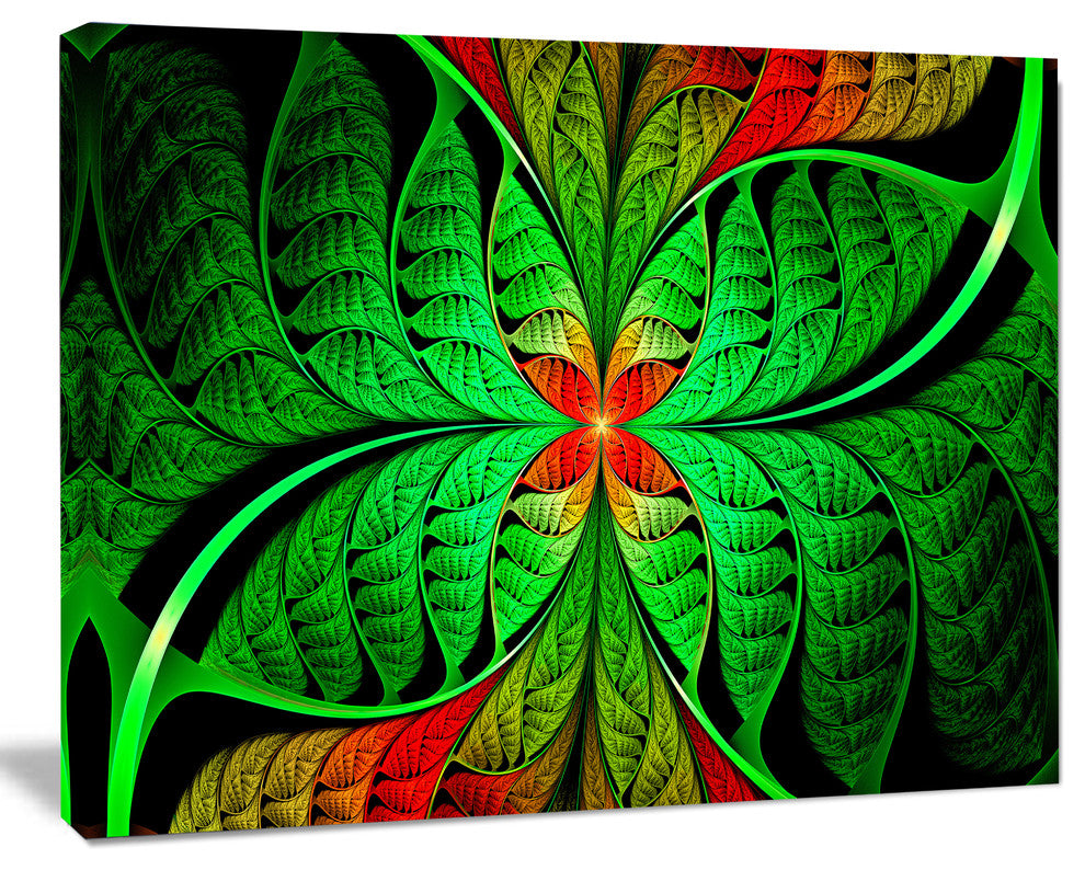 Fractal Green Leaf Design, Abstract Canvas Art Print, 20x12