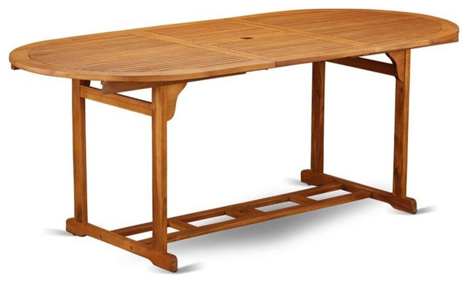 East West Furniture Beasley Wood Patio Dining Table in Natural Oil