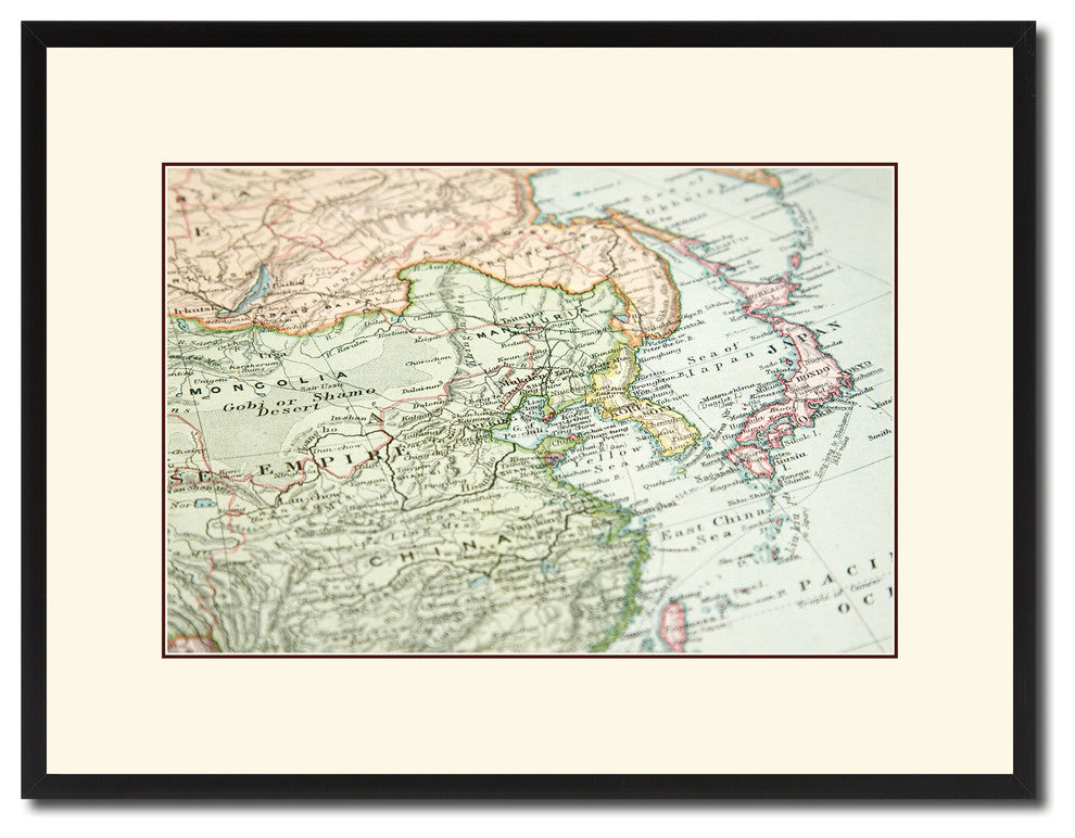 Europe Asia Vintage Antique Map Wall Art, 16"x21"