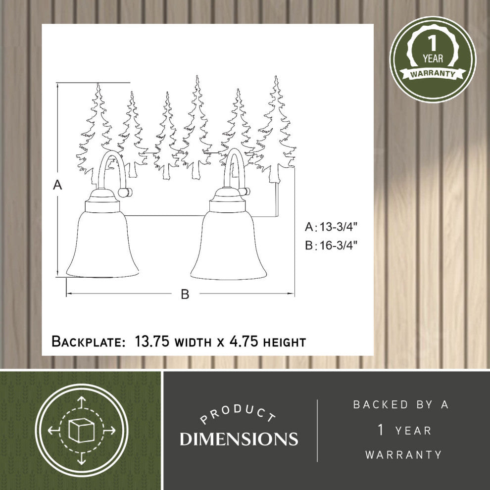 Bryce Bronze Rustic Bathroom Wall Fixture, Tree, 2-Light