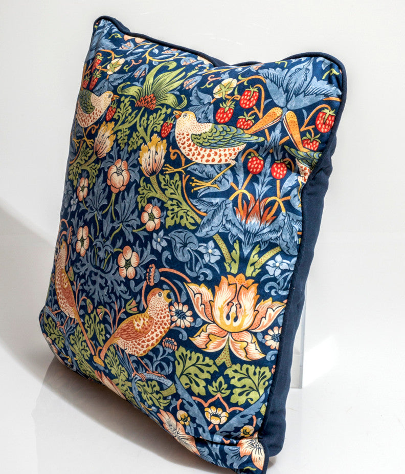 William Morris "Strawberry Thief" pillow cover, designer pillow cover, 24"x24"