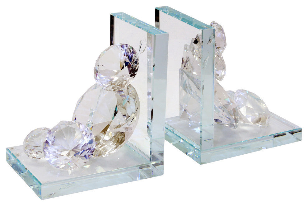 Sagebrook Home Crystal Diamond Bookends, Set of 2