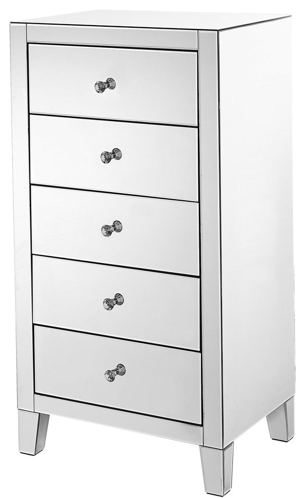 5 Drawer Chest 24"x18"x45" Clear Mirror