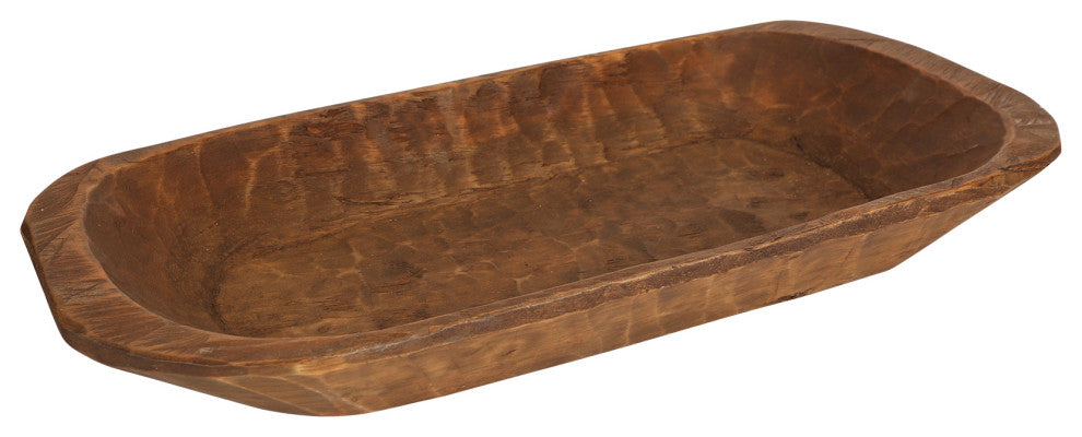 Elegant Rustic Farmhouse Wooden Dough Bowl, Natural