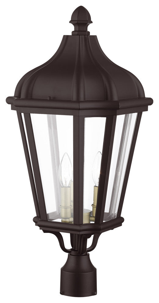 Livex Morgan 3 Light Bronze, Antique Gold Cluster Large Outdoor Post Top Lantern