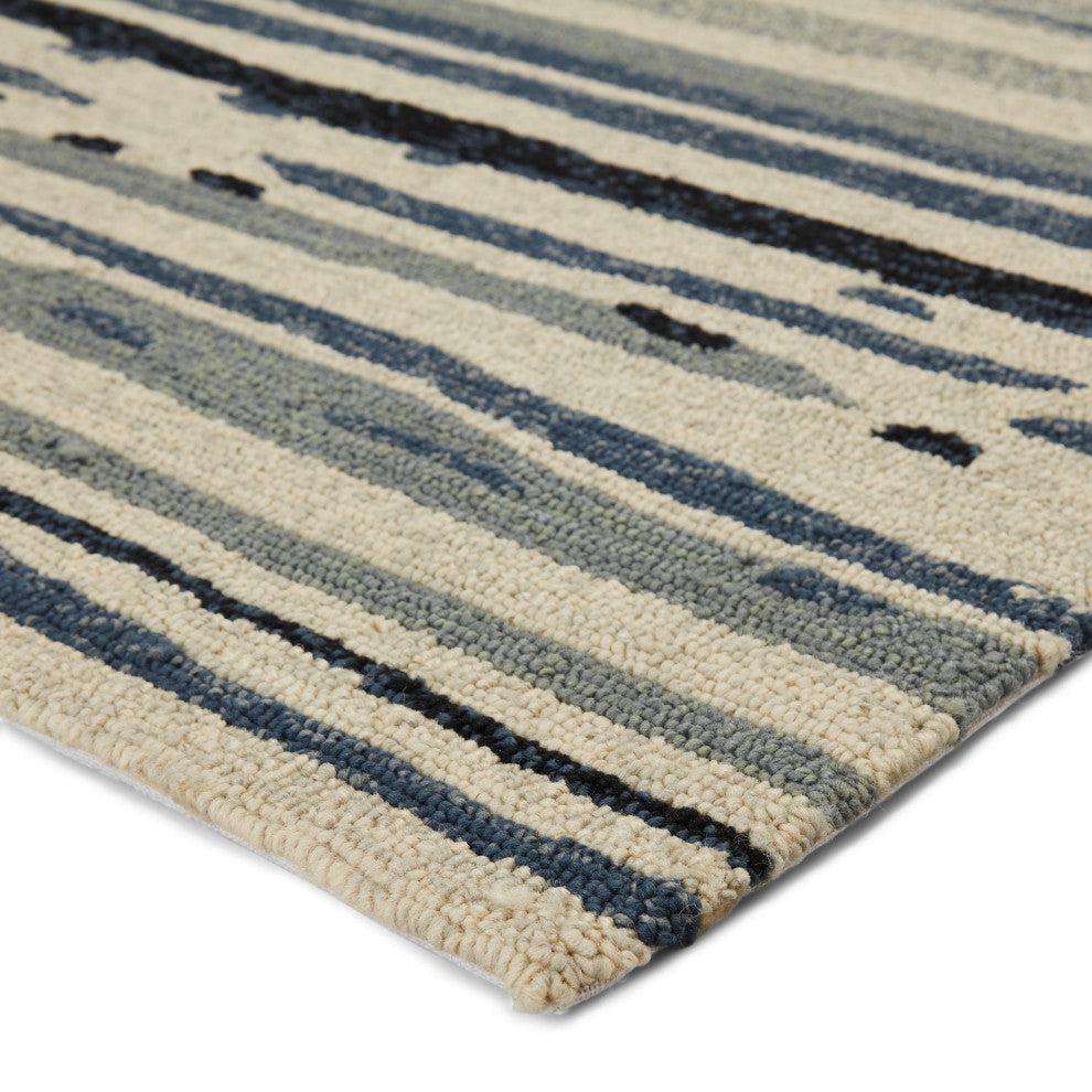 Lauren Wan Sketchy Lines Indoor/Outdoor Abstract Silver/Blue Area Rug, 2'x3'