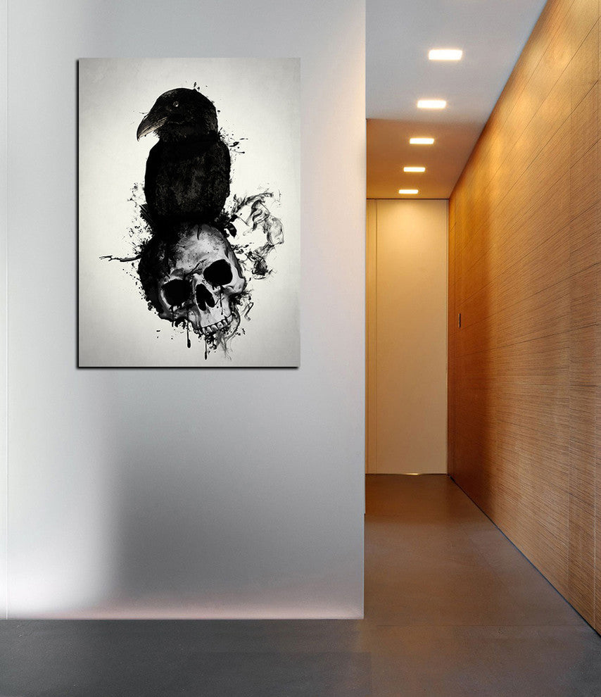 Cortesi Home "Raven and Skull" by Nicklas Gustafsson, Giclee Canvas, 12"x16"