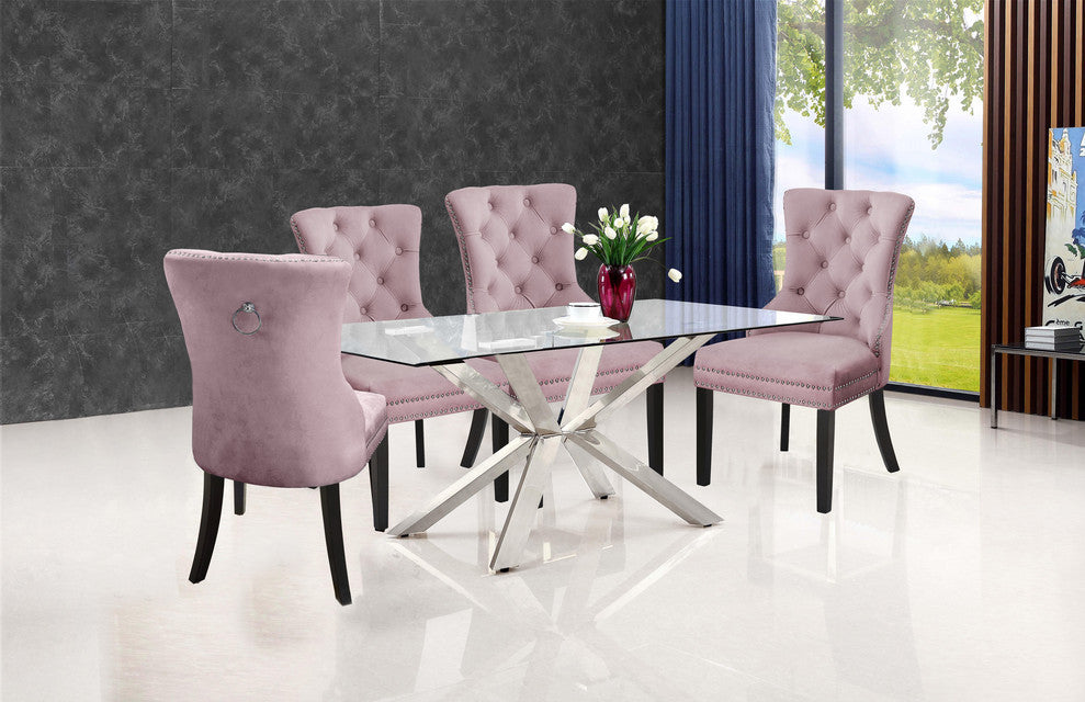 Nikki Velvet Dining Chairs, Set of 2, Pink