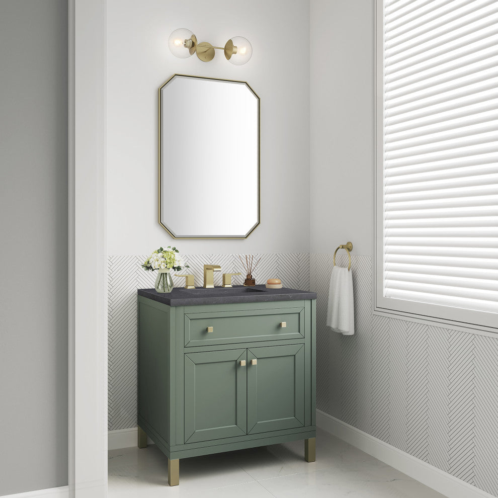 Chicago 30" Single Vanity, Smokey Celadon,  Charcoal Soapstone Top