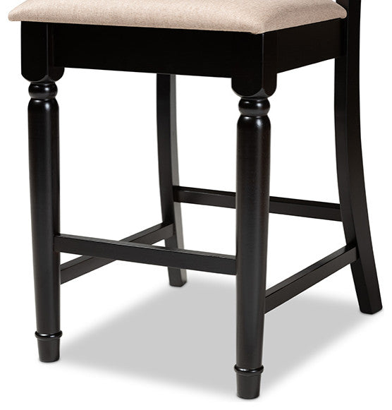 Verina Sand Espresso Browned 2-Piece Wood Counter Stool Set