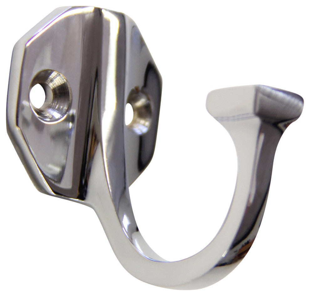 RCH Decorative Brass Wall Hook, 1.8 Inch, Various Finishes, Polished Chrome, 1.8