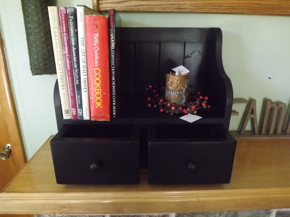 Cook Book Recipe Display Rack Counter Top Shelf Recipe Drawers Country Primtive