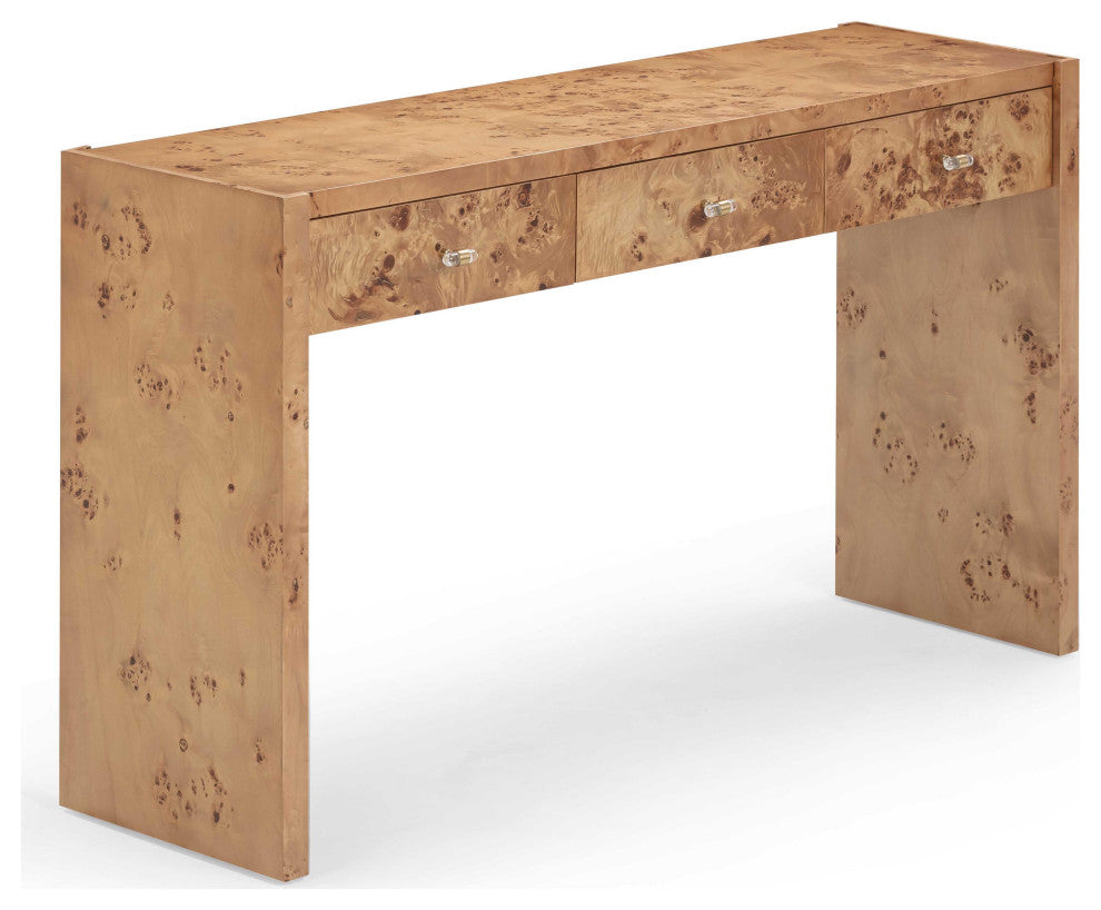 Brandyss Burl Console Table, Honey Burl