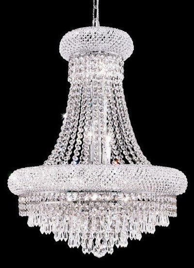 Elegant Primo Dining Room Light, Chrome Finish With Royal Cut Crystal
