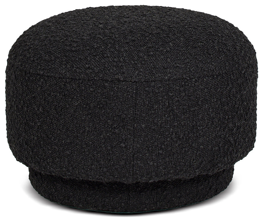 Fuji 15" Mushroom Footstool Ottoman, Ebony Black Boucle