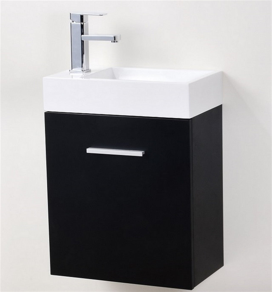 Bliss 18" Wall Mount Bathroom Vanity, Black