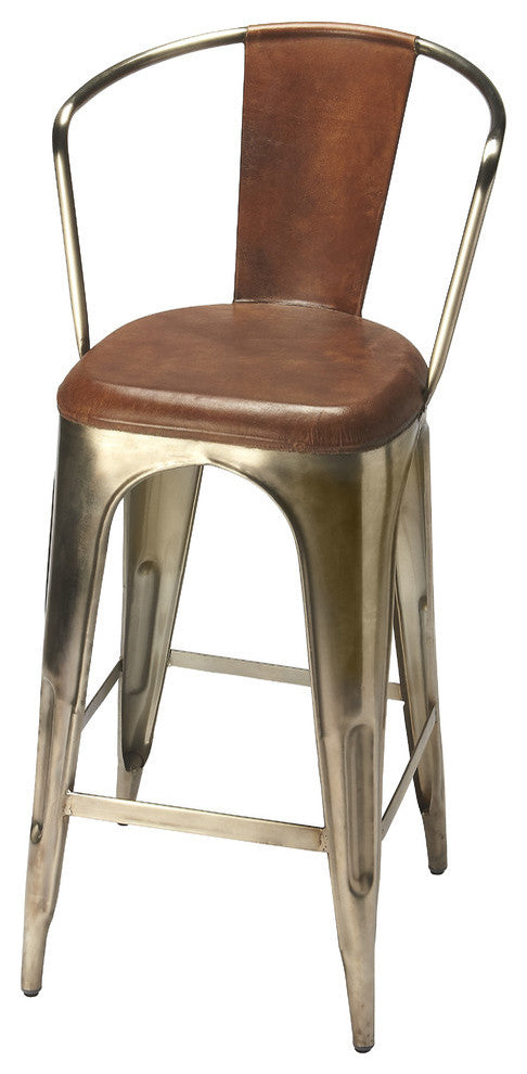Butler Roland Iron & Leather Barstool