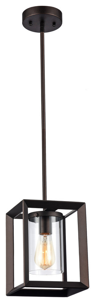 IRONCLAD, Industrial-style 1 Light Rubbed Bronze Ceiling Mini Pendant, 7" Shade