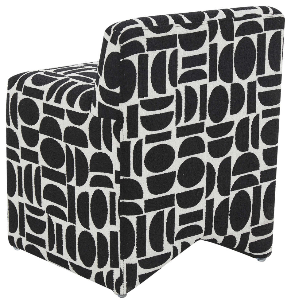 Pippa Black Geometric Jacquard Weave Stool