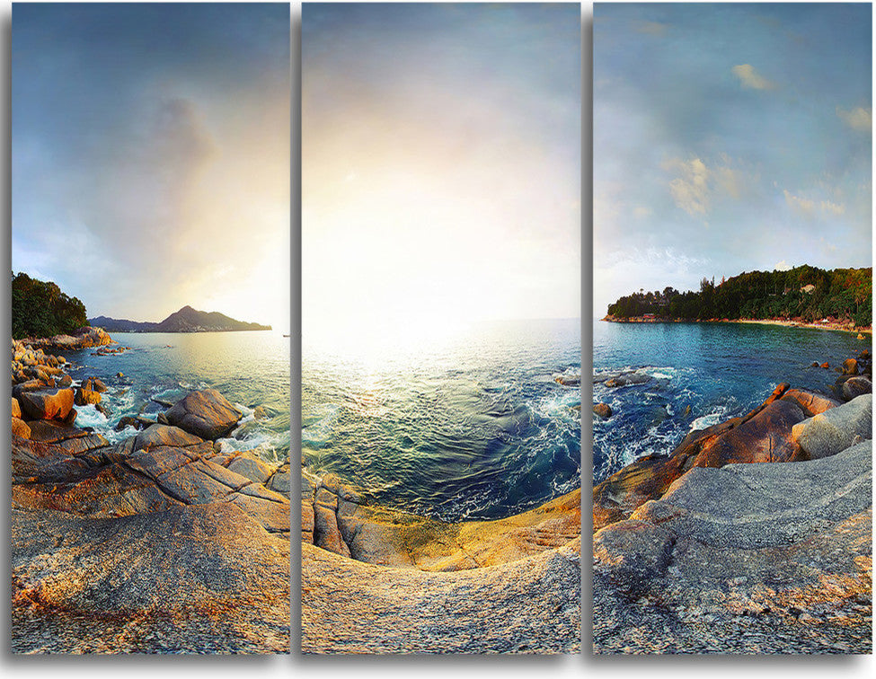 "Rocky Coast in Andaman Sea" Metal Wall Art, 3 Panels, 36"x28"