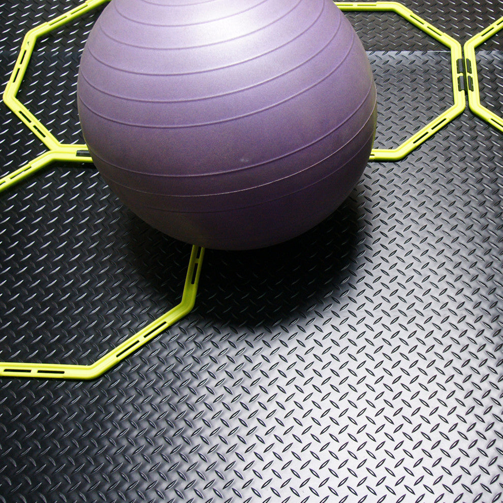 Rubber-Cal Diamond Plate Rubber Flooring Rolls, 3mm, 4'x5'