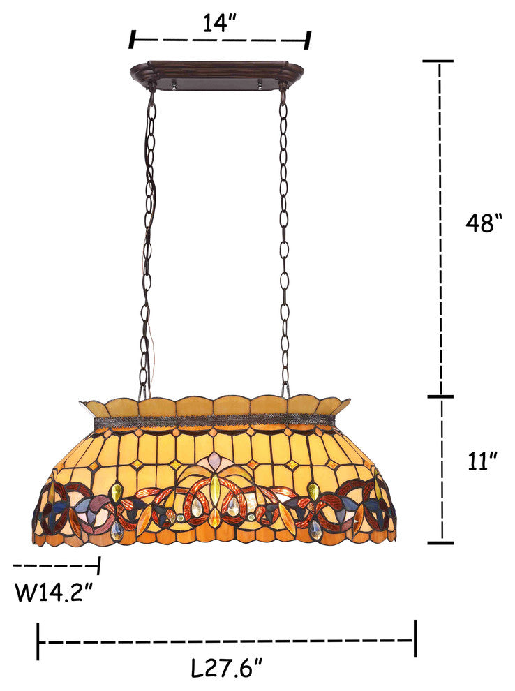 CHLOE-Lighting SERENITY Victorian 3-Light Dark Bronze Island Pendant 28" Wide