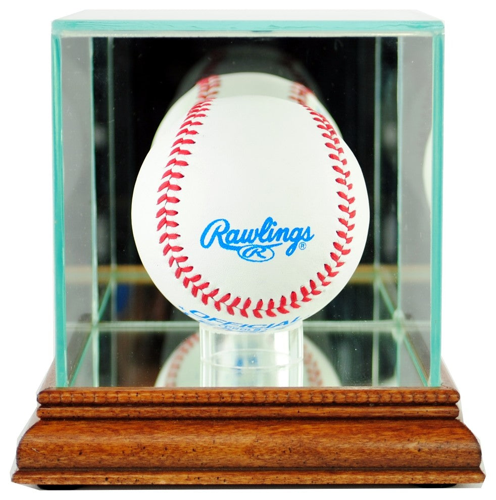 Single Baseball Display Case, Walnut
