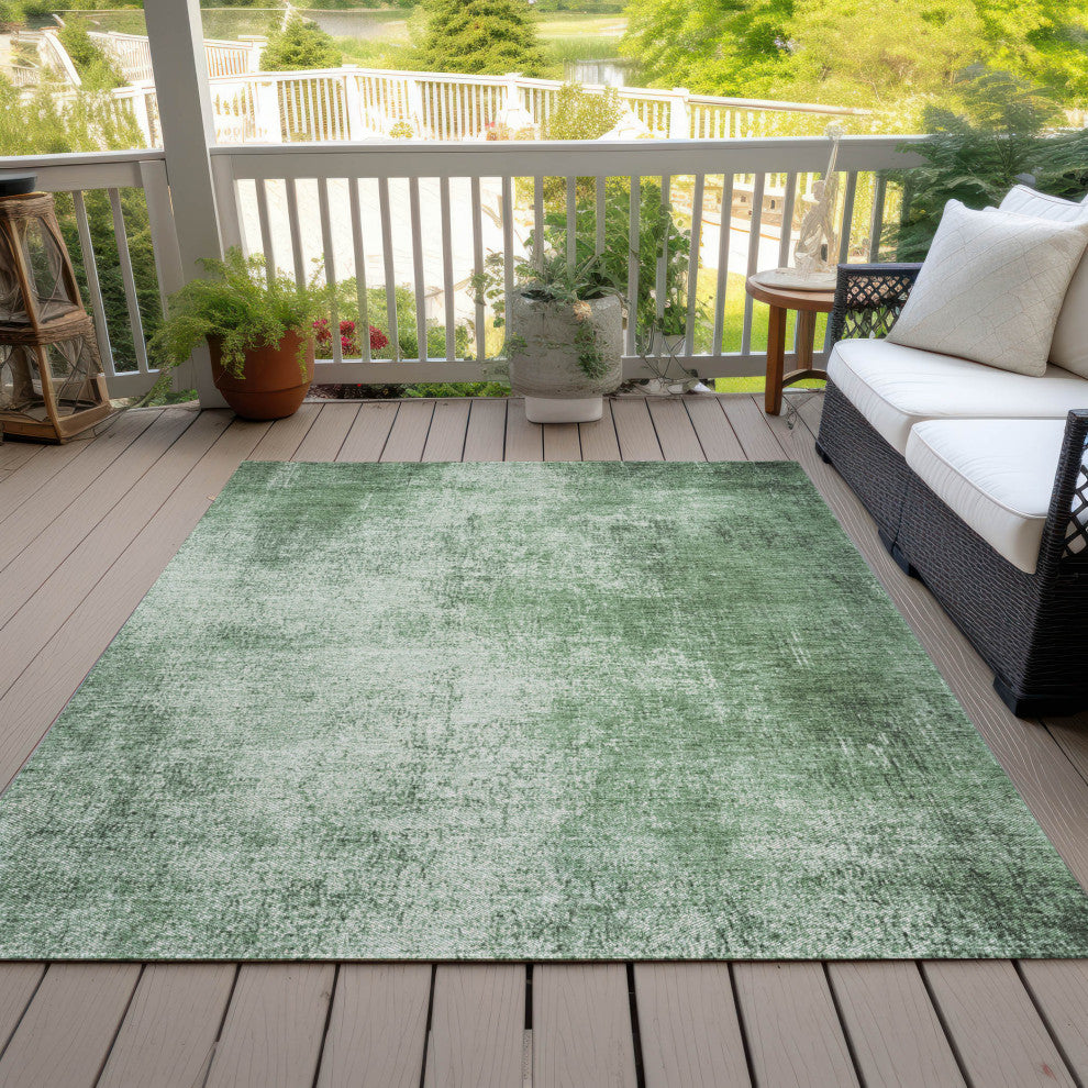 Machine Washable Indoor/Outdoor Chantille ACN1903 Green 9' x 12' Rug