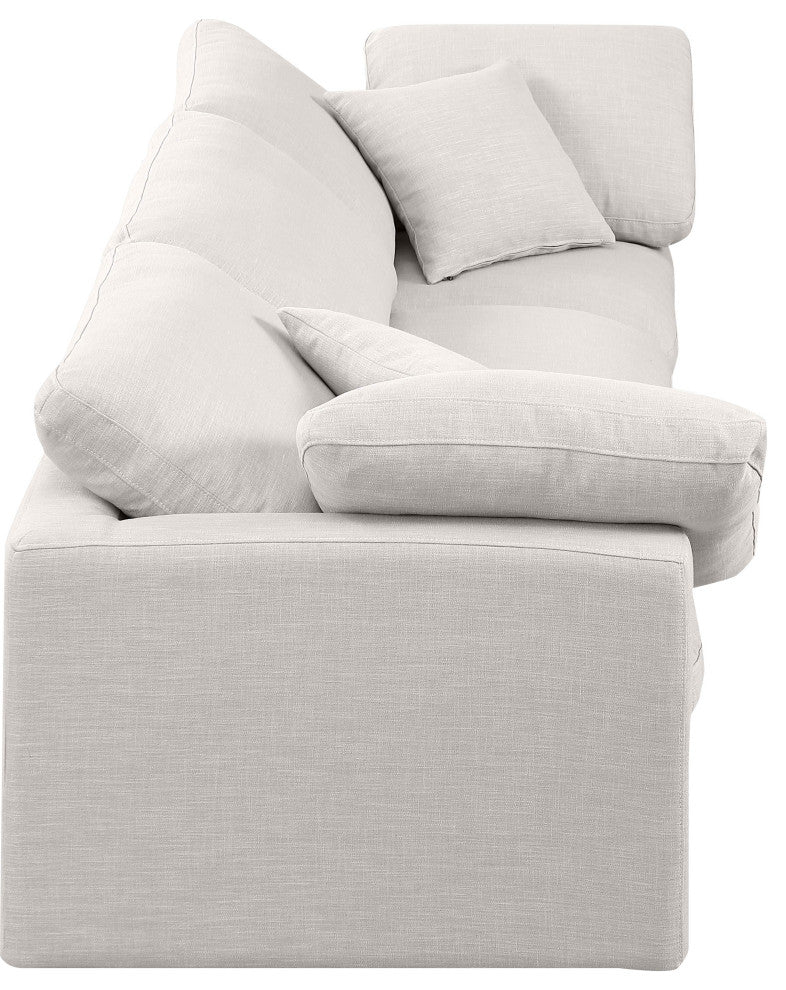 Indulge Upholstered Modular Sofa, Cream, 3-Piece: 1 Armless Chair, 2 Corner Chair, Down Stuffed Linen Textured Fabric