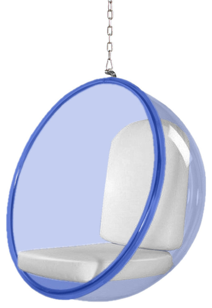 Modern Classics Bubble Hanging Chair Blue Acrylic, White