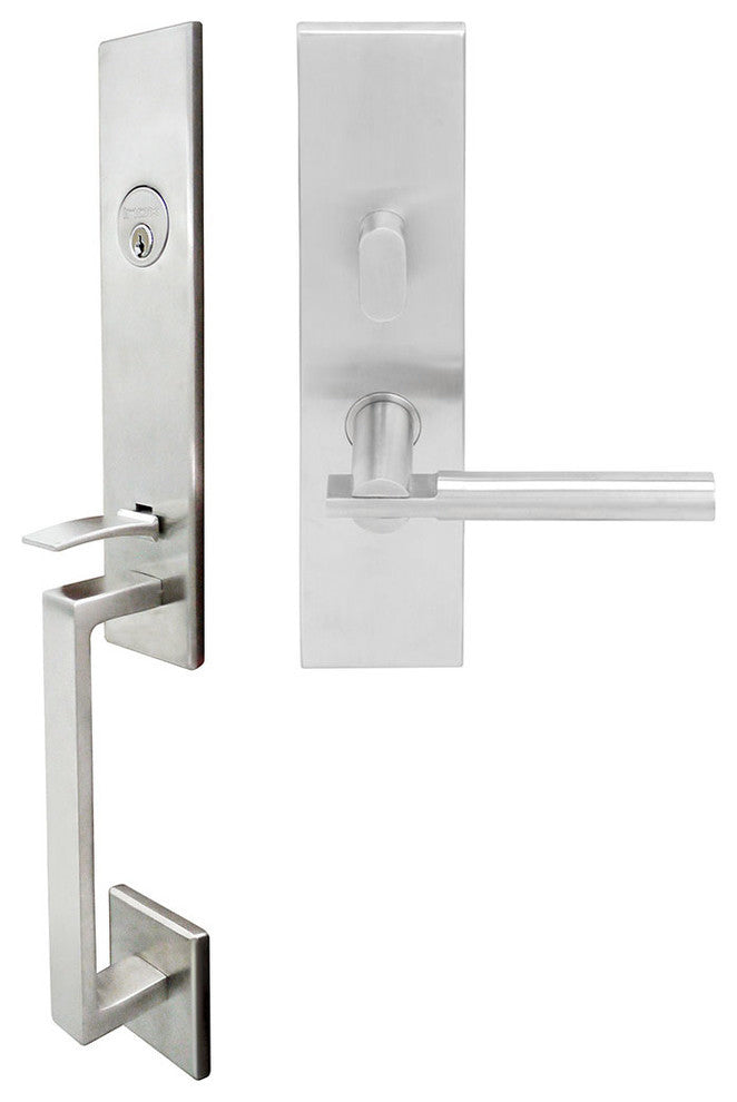 Sequoia Lever, Mortise Entry Handleset, Left Hand Reverse, Satin Stainless Steel