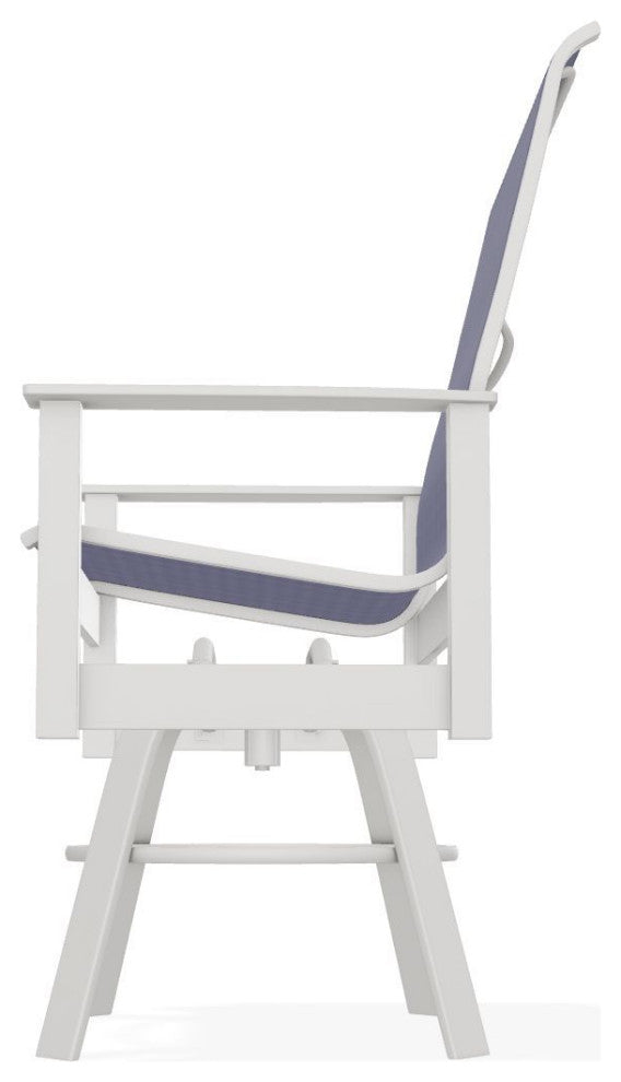Leeward Sling Balcony Height Outdoor Swivel Armchair, Breeze/Snow