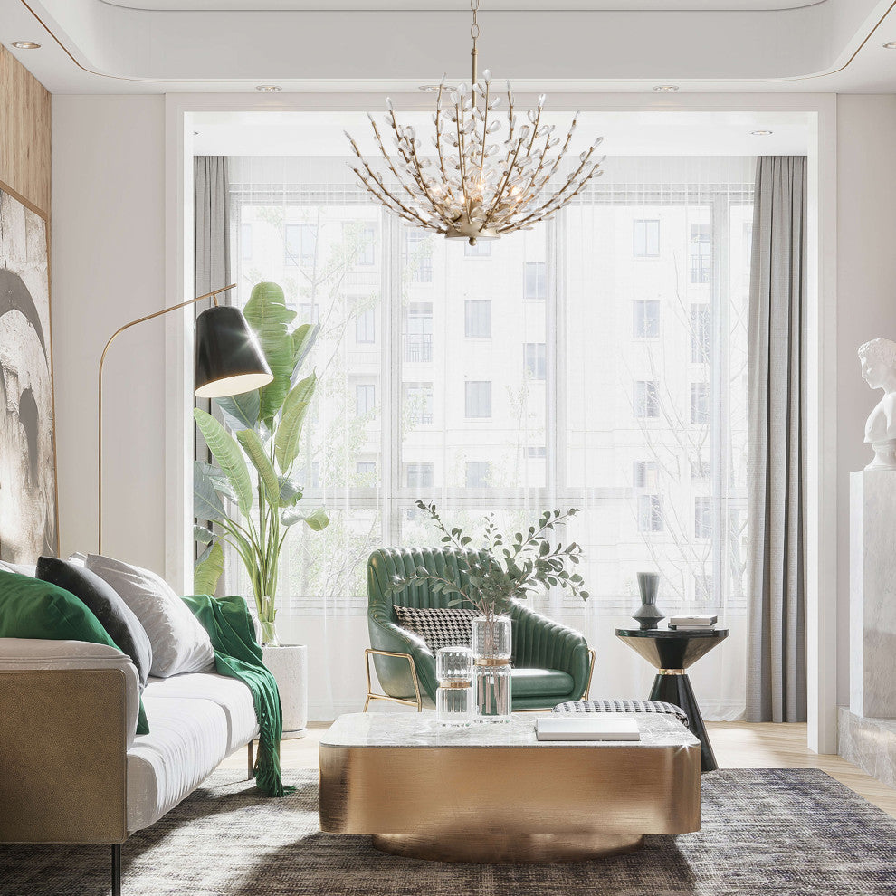 Daisy 6-Light Brushed Champagne Silver Crystal Chandelier