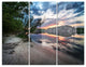 "Sunset at River With Large Rock" Photo Metal Wall Art, 3 Panels, 36"x28"