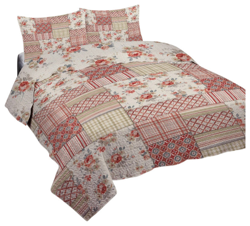 Cottage Florals Queen Quilt Set