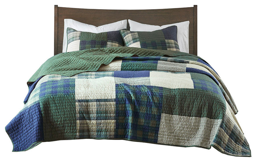 Woolrich Mill Creek Oversized Cotton Quilt Set, Green