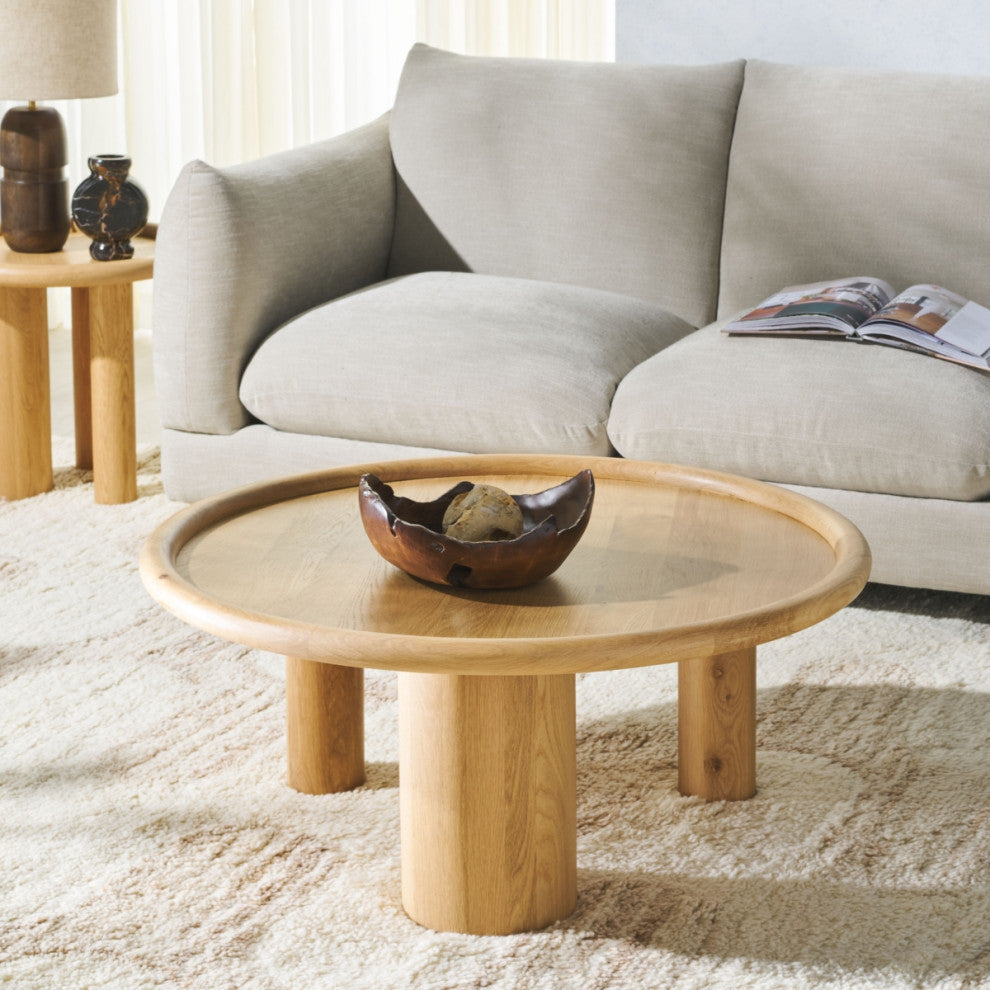 Safavieh Couture Madelynn Round Wood Coffee Table, Natural