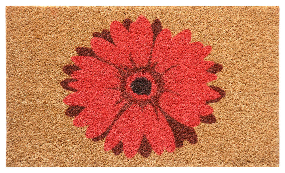 Red Daisy, Flower Door Mat, 18x30"