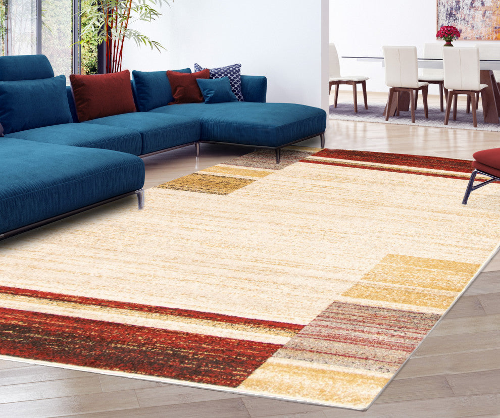 Ayla eCarpetGallery Area Rug, Ivory-Red, 5'3"x7'3"