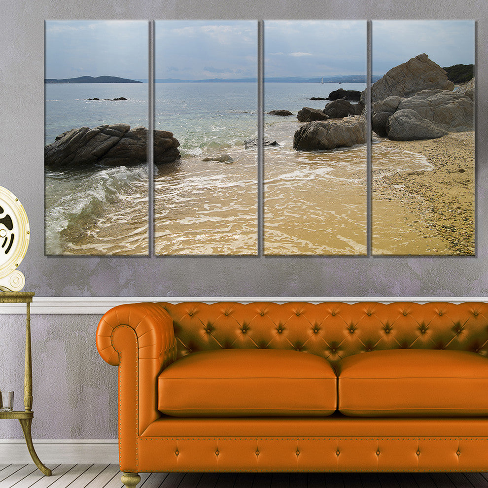 "Beautiful Sea View of Rocky Coast" Seashore Wall Art, 4 Panels, 48"x28"