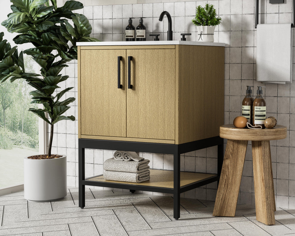 Home Living 24" Single Bathroom Vanity, Honey Brown