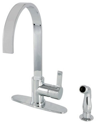 Gourmetier Single-Handle Kitchen Faucet With Side Sprayer, Polished Chrome