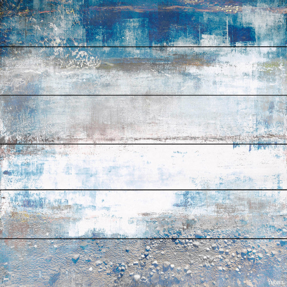 "White Splash" Painting Print on White Wood, 40"x40"